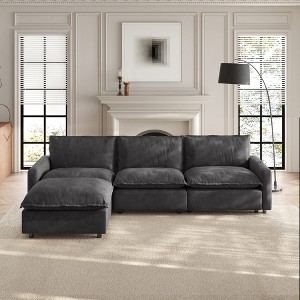 WJSHome 116''Oversized L-Shape Cloud Couch Modular Sectional Reclining Couches for Living Room, 3 Seat with Power Recliner Sofa & Ottoman - 1 of 4