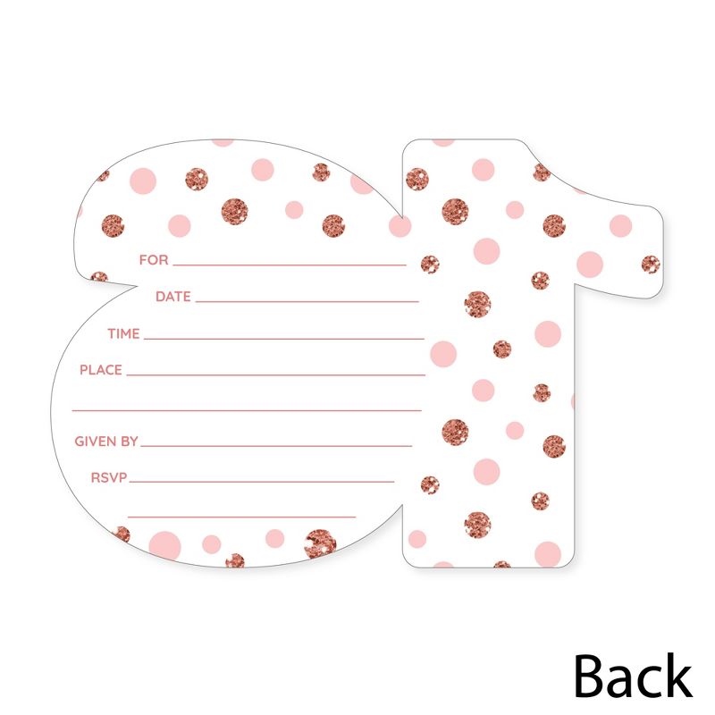 Big Dot of Happiness 16th Pink Rose Gold Birthday - Shaped Fill-In Invitations - Happy Birthday Party Invitation Cards with Envelopes - Set of 12, 5 of 8
