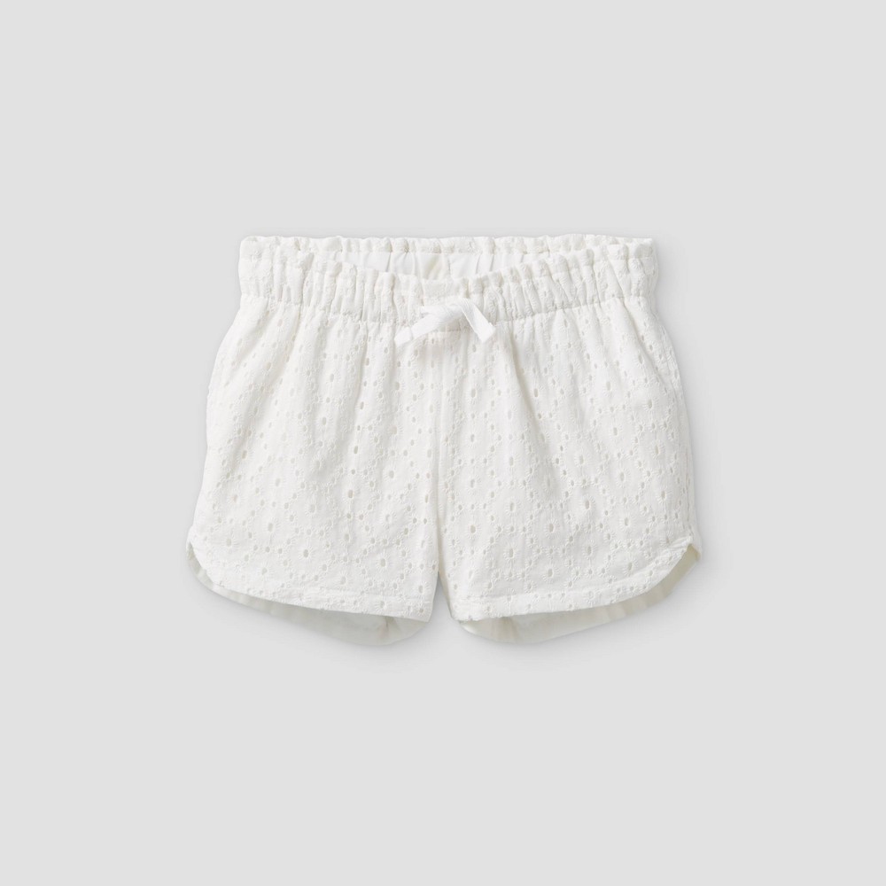 5T Toddler Girls' Eyelet Pull-On Shorts - Cat & Jack White 