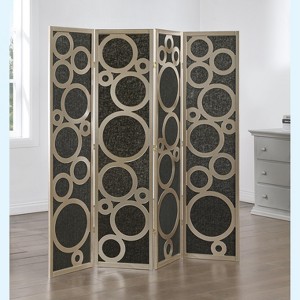 Roundhill Furniture Tavari 4-Panel Room Divider, Decorative Folding Freestanding Privacy Screen - 1 of 4