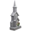 Northlight Lighted Snowy Church with Berry Pine Christmas Decoration - 16" - Gray and White - 2 of 4