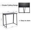 FurnitureR 3-Piece Folding Desk Set with Adjustable Swivel Chair and 2 Floating Wall Shelves, Space-Saving Study & Workstation Combo, Modern Design - 3 of 4