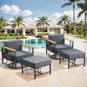 Outdoor Swivel Rocker Patio Chairs High Back Wicker Patio Furniture - 1 of 4