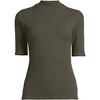 Lands' End Women's Elbow Sleeve Pointelle Rib Mock Neck - 3 of 4