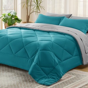 Bedsure Comforter Set – Bed in a Bag with Contrast Color Solid Design, Soft All-Season Bedding Set - 1 of 4