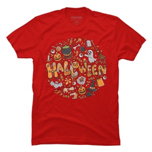 Men's Design By Humans happy halloween greeting holiday illustration By ghinan T-Shirt - 1 of 2