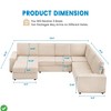 10 Seater Modular Sectional Sofa - U-Shape Convertible Sleeper with Chaise & Washable Corduroy (Beige) - 2 of 4