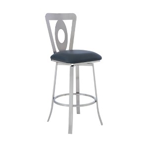 30" Lola Contemporary Bar Height Barstool in Brushed Stainless Steel Finish, Armless Design with Lumbar Support, Perfect for Kitchen - 1 of 4
