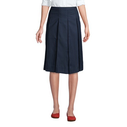 Lands End School Uniform Women s Box Pleat Skirt Below The Knee 6 Classic Navy Target