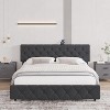 Full Size Bed Frame, Upholstered Platform with Adjustable Headboard, Linen Fabric Wrap, USB Ports, No Box Spring Needed, Easy Assembly, Light Gray - 3 of 4