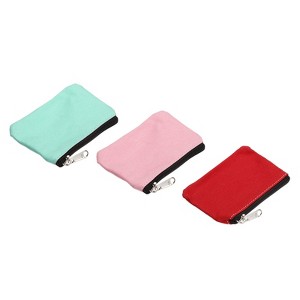 Unique Bargains Canvas Portable Change Coin Purse Pouch with Zipper 3 Pcs - 1 of 4