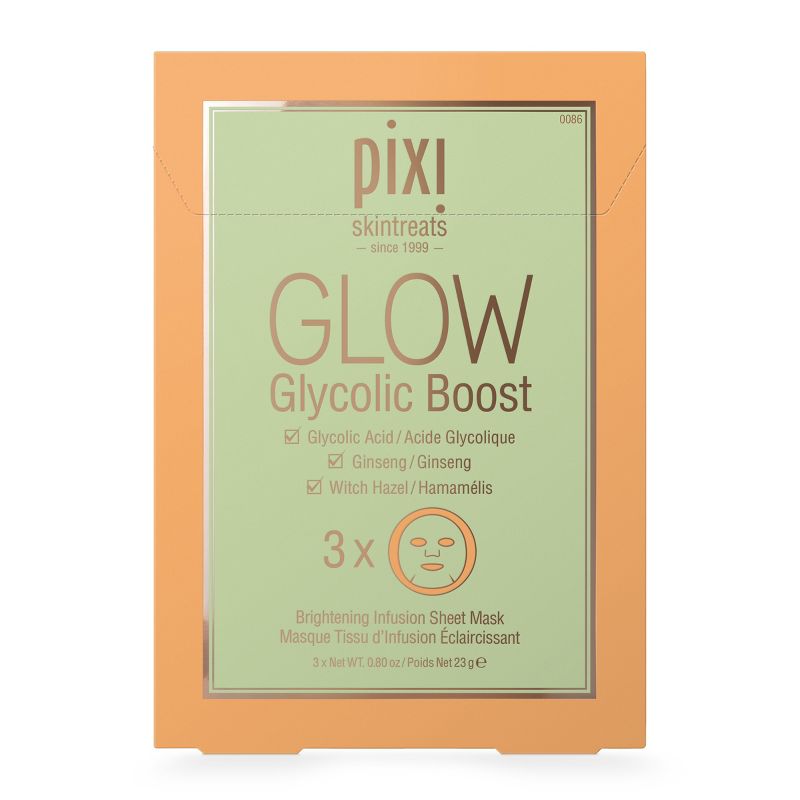 Pixi by Petra GLOW Glycolic Boost Brightening Face Sheet Mask - 3ct - 0.8oz, 1 of 13