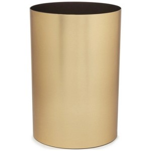 LunaLulinlk 4.5 gal Metalla Plastic Open Top Bathroom Trash Can, Matte Brass - 1 of 4