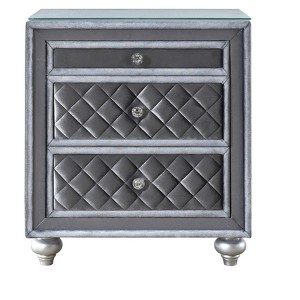 1pc Glam 3-Drawer Nightstand Velvet Tufted Drawer Front Jewelry Tray Faux Crystal Drawer Knobs - 1 of 4