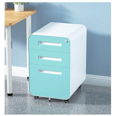 NicBex Mobile File Cabinet with Lock, Vertical Filing Cabinets with Drawers and Wheels,Office Cabinet for Home, Office