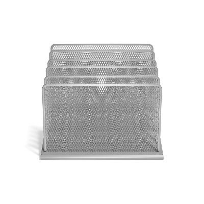 Silver Metal Mesh 5-Compartment Incline File Organizer