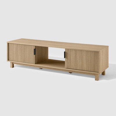 Coastal Oak Modern Fluted 2-Door TV Stand