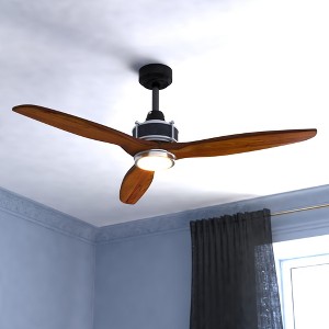 VAXCEL Curtiss 52-in. Contemporary Indoor Outdoor Propeller Ceiling Fan with Wood Blades, Integrated LED Light Kit and Remote - 1 of 4