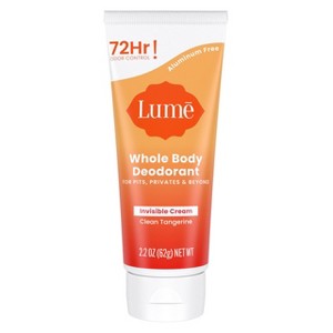 Lume Whole Body Women's Deodorant - Invisible Cream Tube - Aluminum Free - Clean Tangerine Scent - 2.2oz - 1 of 4