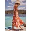 Coolmee Summer Sleeveless Collarless high Waisted Printed Embroidered Women's Suspender Dress Printed Long Dress - 2 of 4