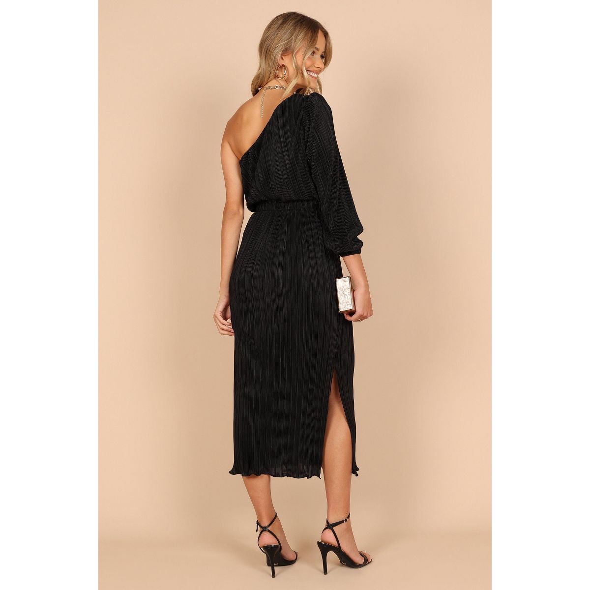 Pontee One Shoulder Pleated Midi Dress - thumbnail 6