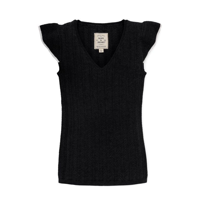 Hope & Henry Womens' Flutter Sleeve Sweater Top, 4 of 8