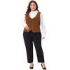Agnes Orinda Women's Plus Size Double Breasted Retro Lapel Collar with Pockets Suit Vests - 3 of 4