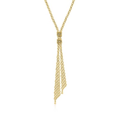 Ross-Simons 18kt Gold Over Sterling Mesh Y-Necklace Size 20