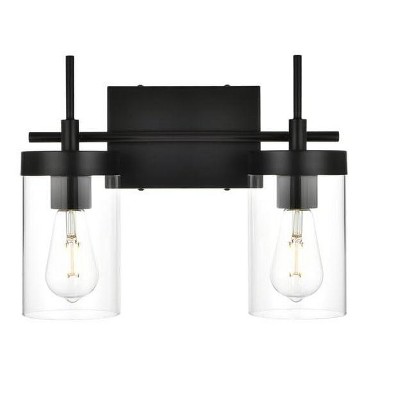 Elegant Lighting Benny 2 light Black and Clear Bath Sconce