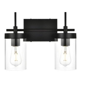 Elegant Lighting Benny 2 light Black and Clear Bath Sconce - 1 of 4