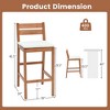 Costway Outdoor Wood Barstools Eucalyptus Wood Bar Height Chairs Cushioned Seat - 4 of 4