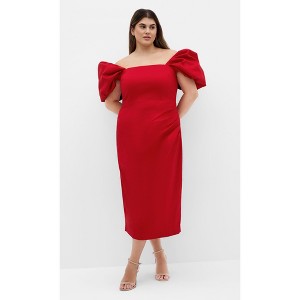 Women's Plus Size DRESS ELYSE - Tango Red | CITY CHIC - 1 of 4