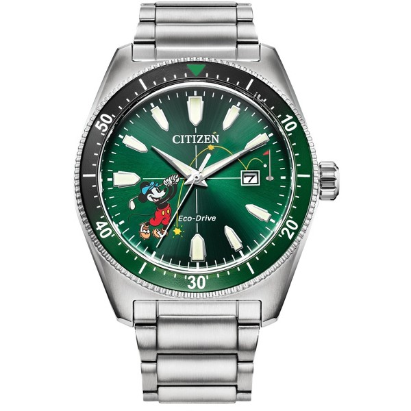 Reloj Citizen Disney Eco-Drive con Mickey Mouse, 3 manecillas, pulsera de acero inoxidable