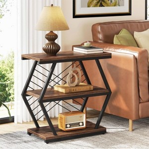 Tribesigns Industrial Side Table with 3 Storage Shelves - 1 of 4