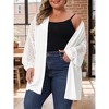 Women's Plus Size Hollow Out Lace Long Sleeve Crochet Knit Open Front Casual Lightweight Cardigan - Agnes Orinda - 2 of 4