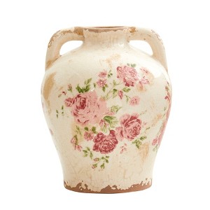 Nearly Natural 8-in Tuscan Ceramic Floral Print Vase - 1 of 1