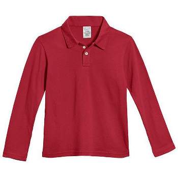 City Threads USA-Made 100% Cotton Soft Knit Jersey 2-Button Long Sleeve Boys Polo Shirt