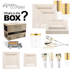 Smarty Had A Party Ivory Square Plastic Tableware Set - 120 Sets - 1 of 4