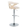 LumiSource Set of 2 Gardenia Adjustable Barstools Chrome Metal/Natural Wood/Cream PU - 4 of 4
