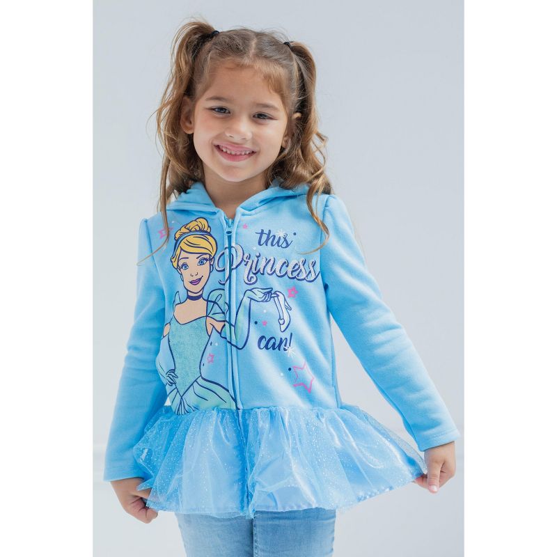 Disney Princess Moana Cindrella Ariel Belle Zip Up Hoodie Infant, 2 of 8