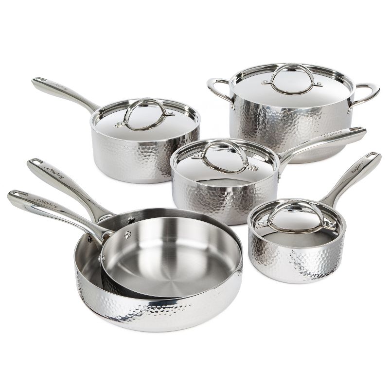 BergHOFF Vintage Tri-Ply Stainless Steel Cookware Set With Stainless Steel Lids, Silver, 1 of 16