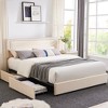 VECELO Upholstered Platform Bed Frame Platform with 4 Storage Drawers, Adjustable Velvet Rivets Headboard - 3 of 4