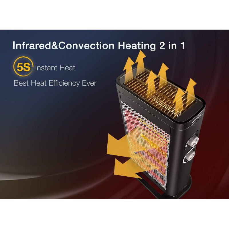 Geek Heat HQ28-15M 2 In 1 Infrared & Convection Electric Portable Space Heater (2 Pack), 4 of 7