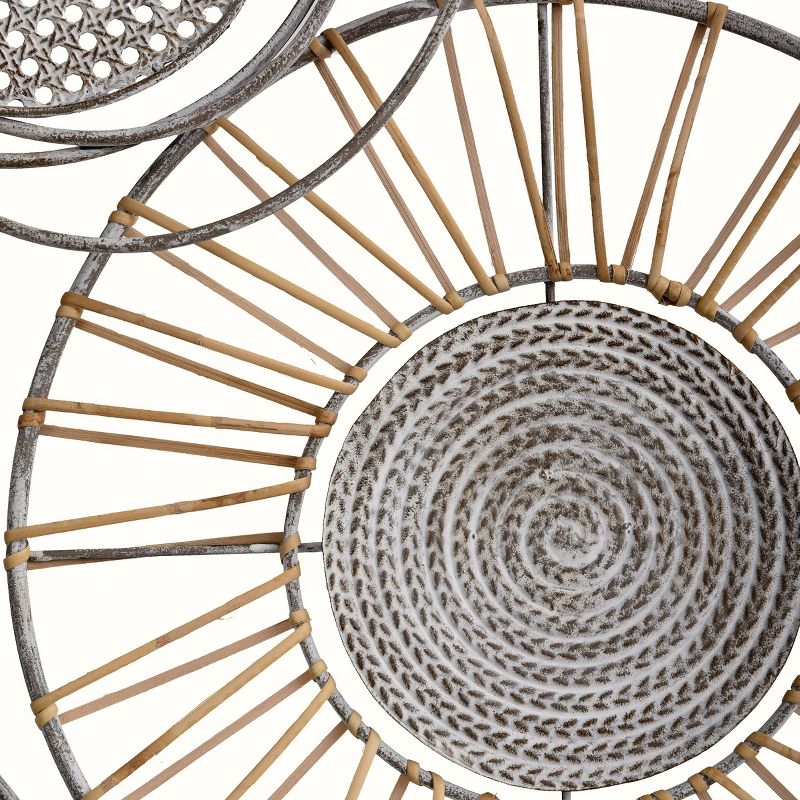 Nobu Circular Moments Iron and Rattan Multiple Sized Disc Framed Wall Sculpture - StyleCraft, 5 of 8