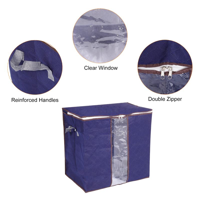 Unique Bargains Foldable Clothes Storage Bags with Reinforced Handle for Clothes Bedding Blankets, 4 of 7