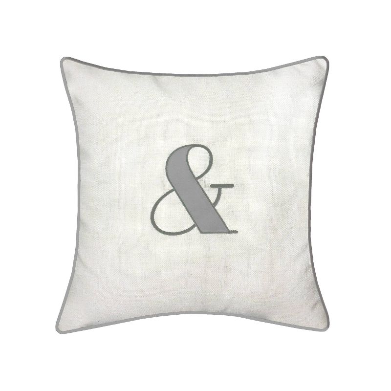 17"x17" Celebrations Embroidered Applique Square Throw Pillow Oyster - Edie@Home, 1 of 8