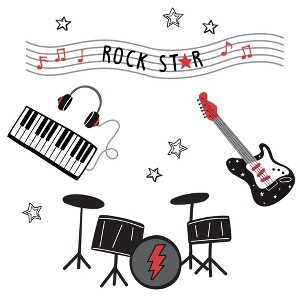 Lambs & Ivy Rock Star Musical Instruments Wall Decals/Stickers - Drums/Guitar - 1 of 4