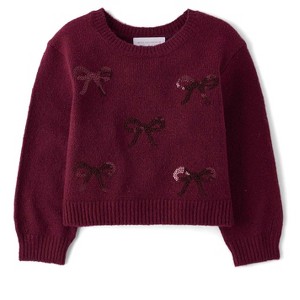 The Children's Place Toddler Girls Long Sleeve Sequin Bow Sweater - 1 of 3