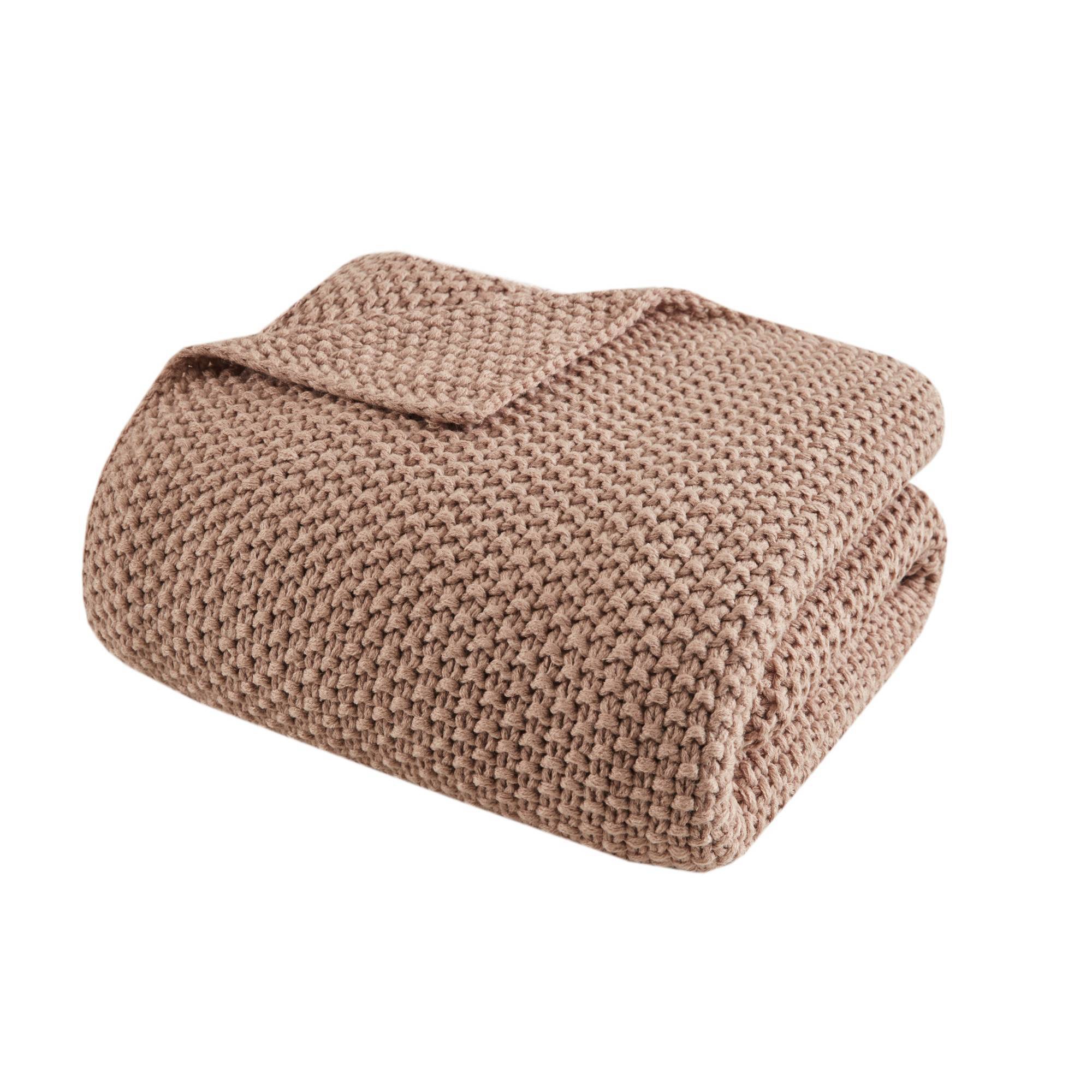 Ink+Ivy 50"x60" Bree Knit Throw Blanket Brown