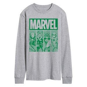 Men's - Marvel - St. Patrick's Day Green Grid Long Sleeve Graphic T-Shirt - 1 of 4